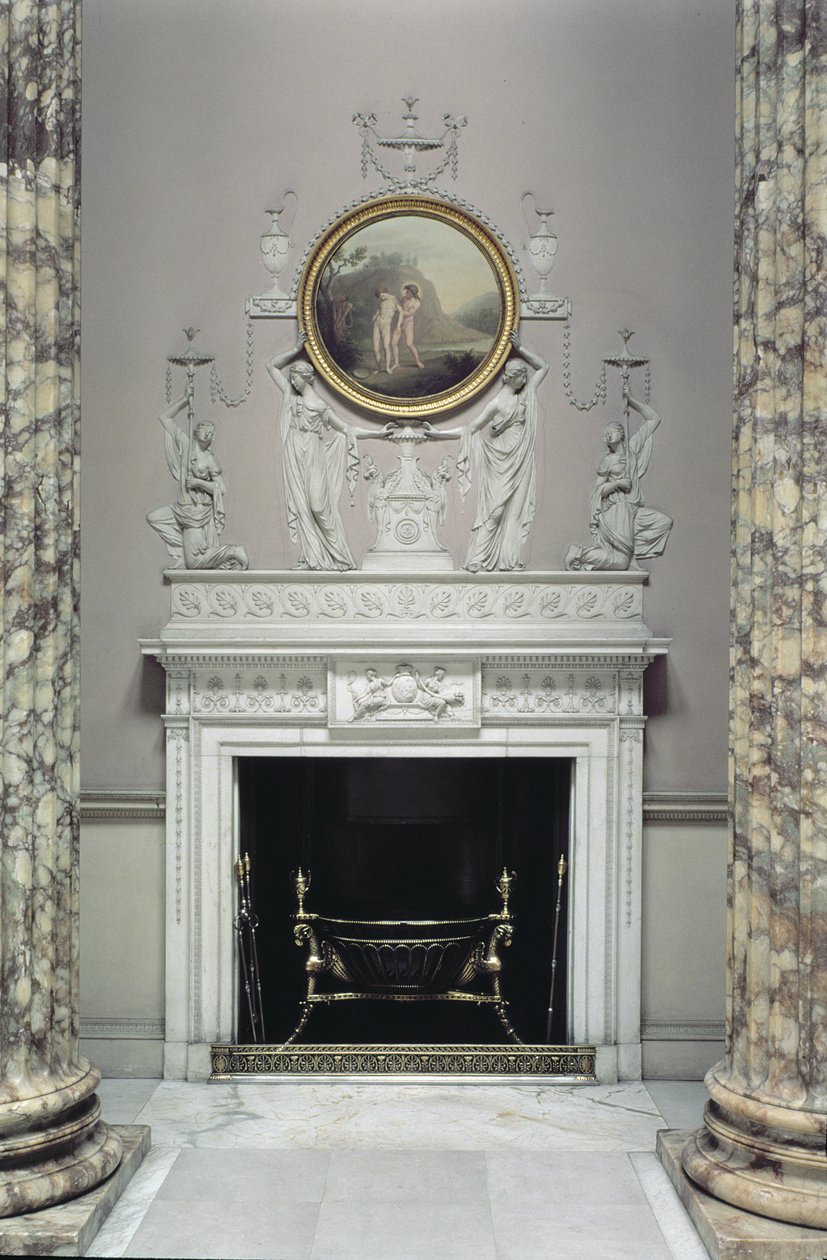 Interiör av Marble Hall, Kedleston Hall, Derbyshire (foto) av Unbekannt