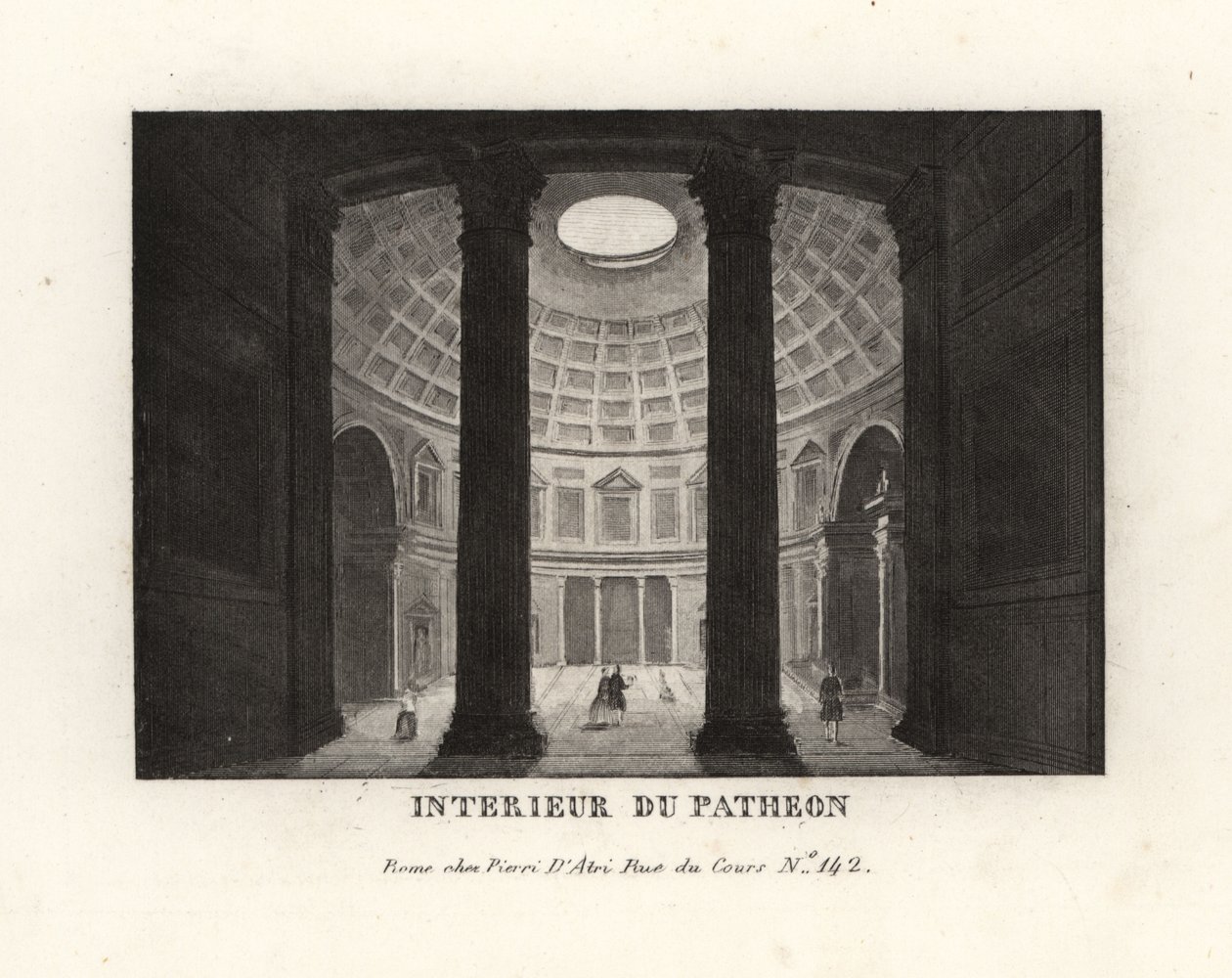 Interiör av Pantheon som visar kupolen och oculus, Rom av Unbekannt