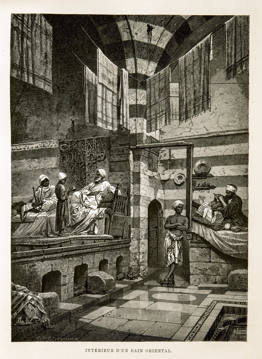 Invändig vy av ett orientaliskt bad Illustration från Atlas of Egypt av Unknown