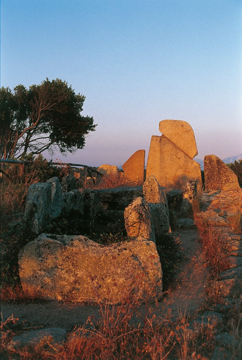 Italien, Sardinien, Arzachena, provinsen Olbia-Tempio, Li Longhi jättarnas grav, bakifrån av Nicolas d