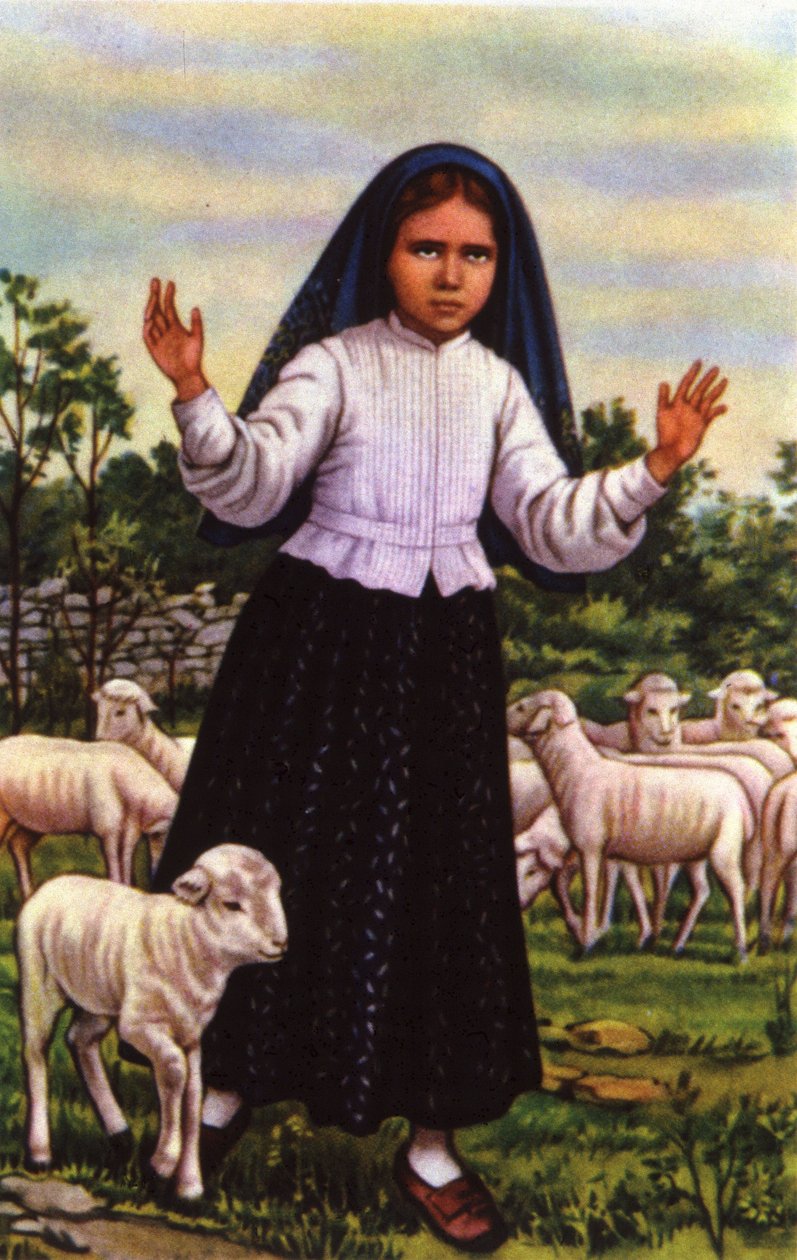 Jacinta, som såg Jungfru Maria i Fatima 1917, ca 1920-1930 (vykort) av Unbekannter Künstler