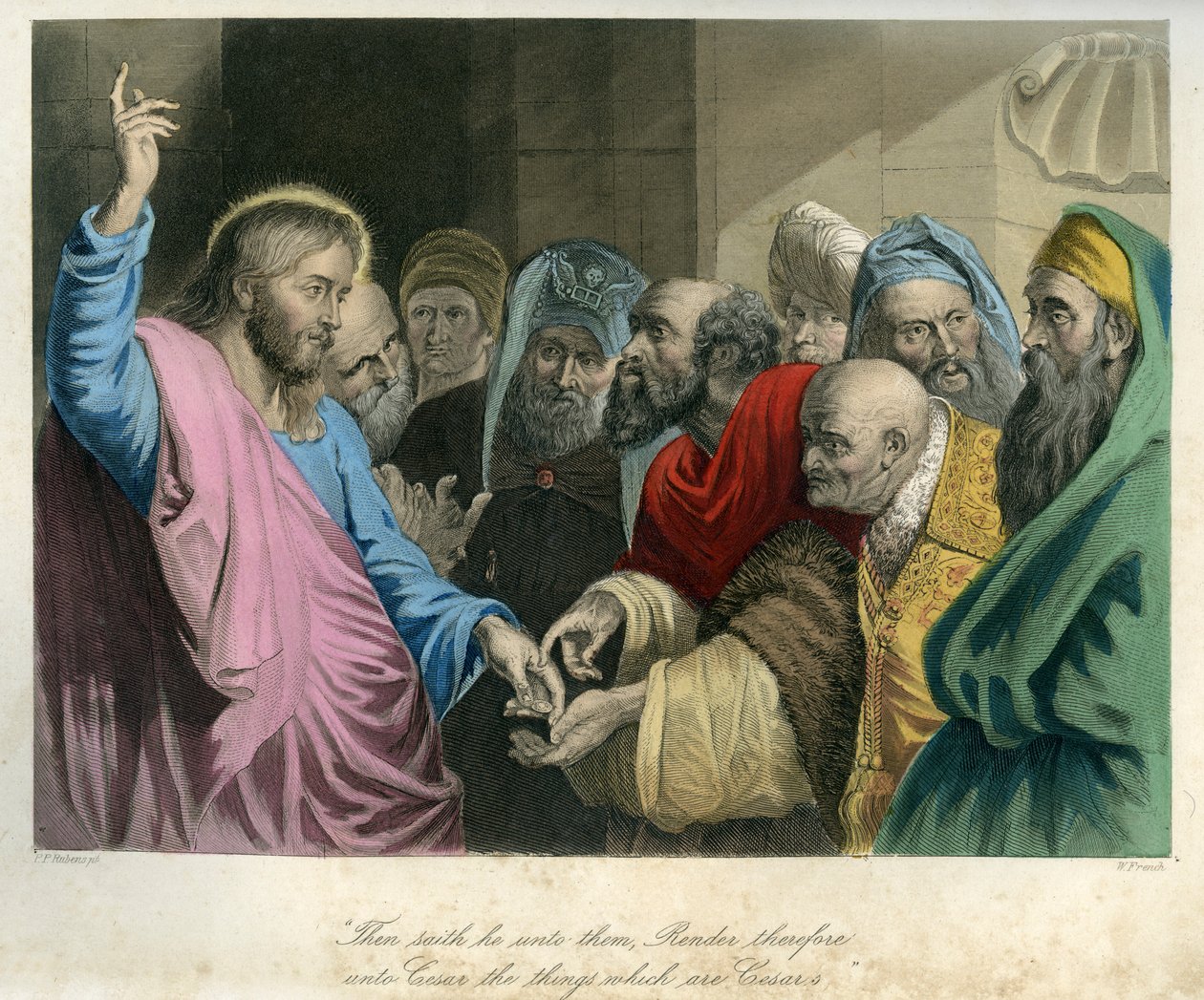 Jesus håller i det romerska myntet - Bibeln, Nya testamentet av Unbekannter Künstler