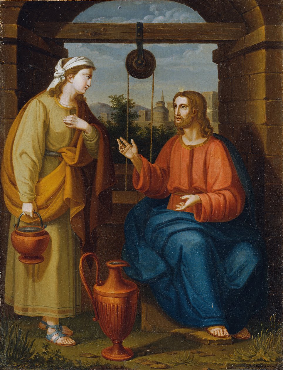 Jesus och den samaritanska kvinnan vid brunnen av Unbekannter Künstler