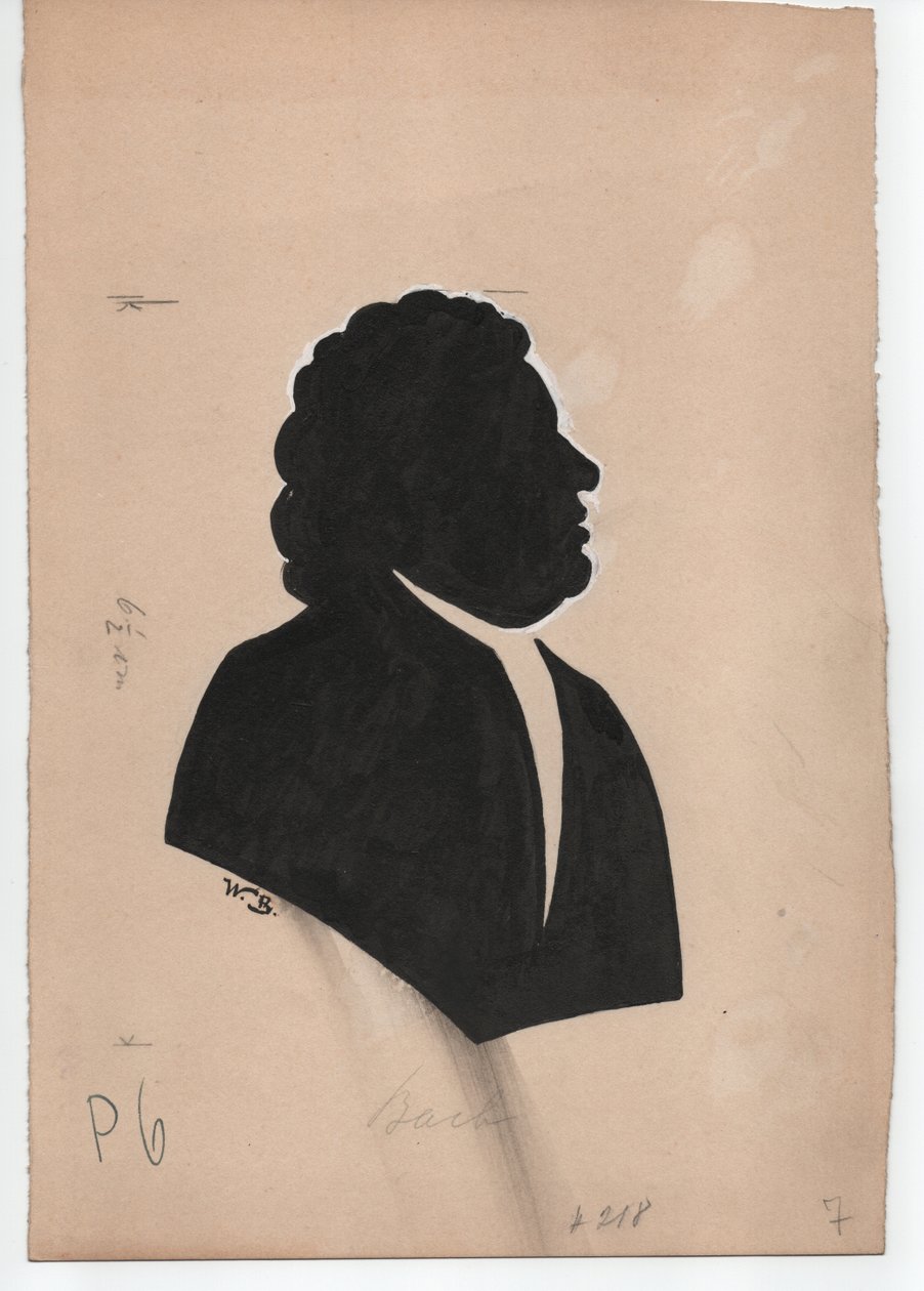 Johann Sebastian Bach (1685-1750) (ca 1850, silhuett) av Unbekannter Künstler