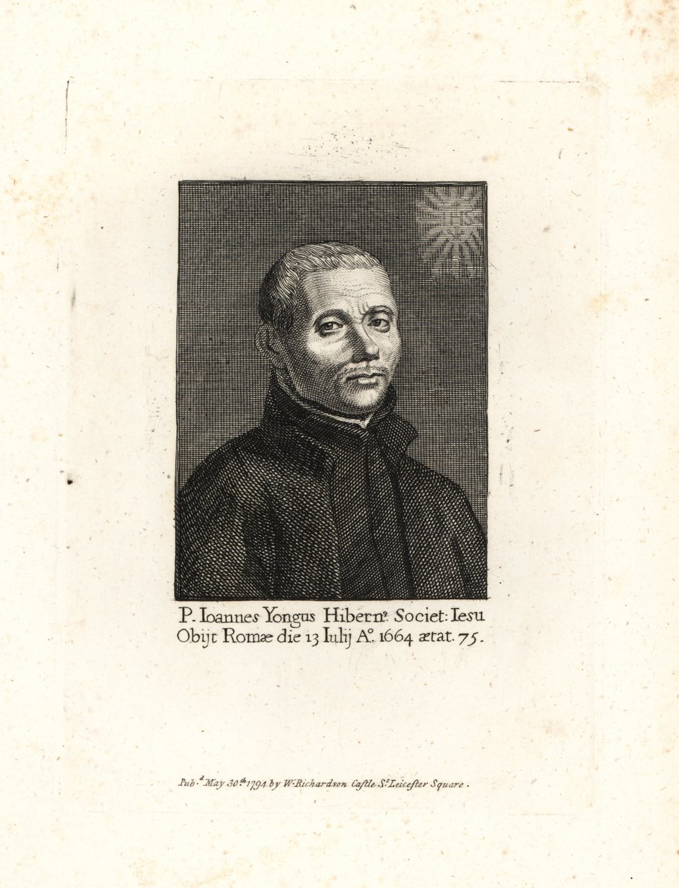 John Yonge, Ioannes Yongus, irländsk jesuitpater, död 1664, 75 år gammal. Kopparstick från William Richard