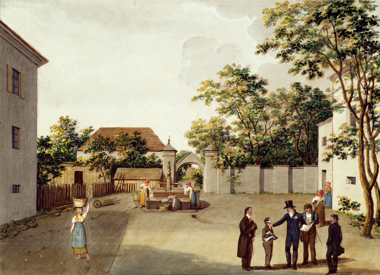Kejsar Franz I (II) av Österrike på skolgården i Perchtoldsdorf av Unbekannter Künstler