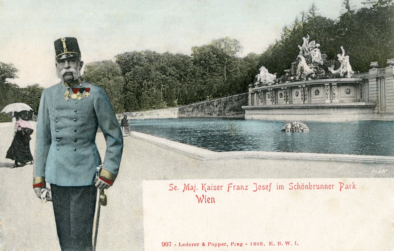Kejsar Franz Joseph i Schönbrunns slottspark av Unbekannter Künstler