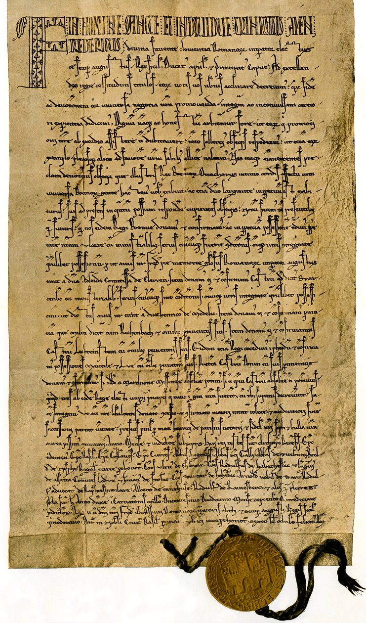 Kejsar Fredrik II:s privilegiebrev av den 26 september 1212 av Unbekannter Künstler