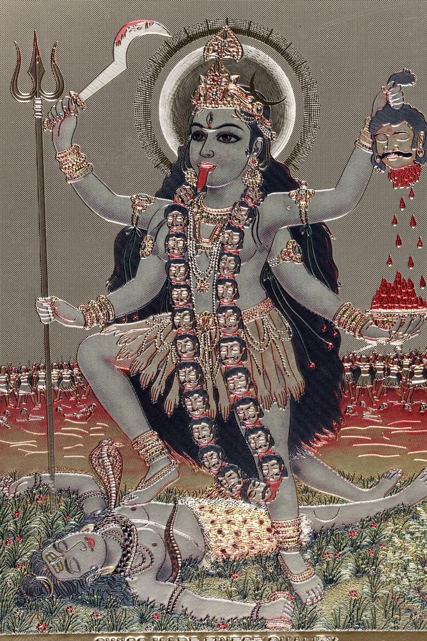 Kali: Hinduisk gudinna av tid, skapelse, förstörelse, våld och makt. av Unbekannter Künstler