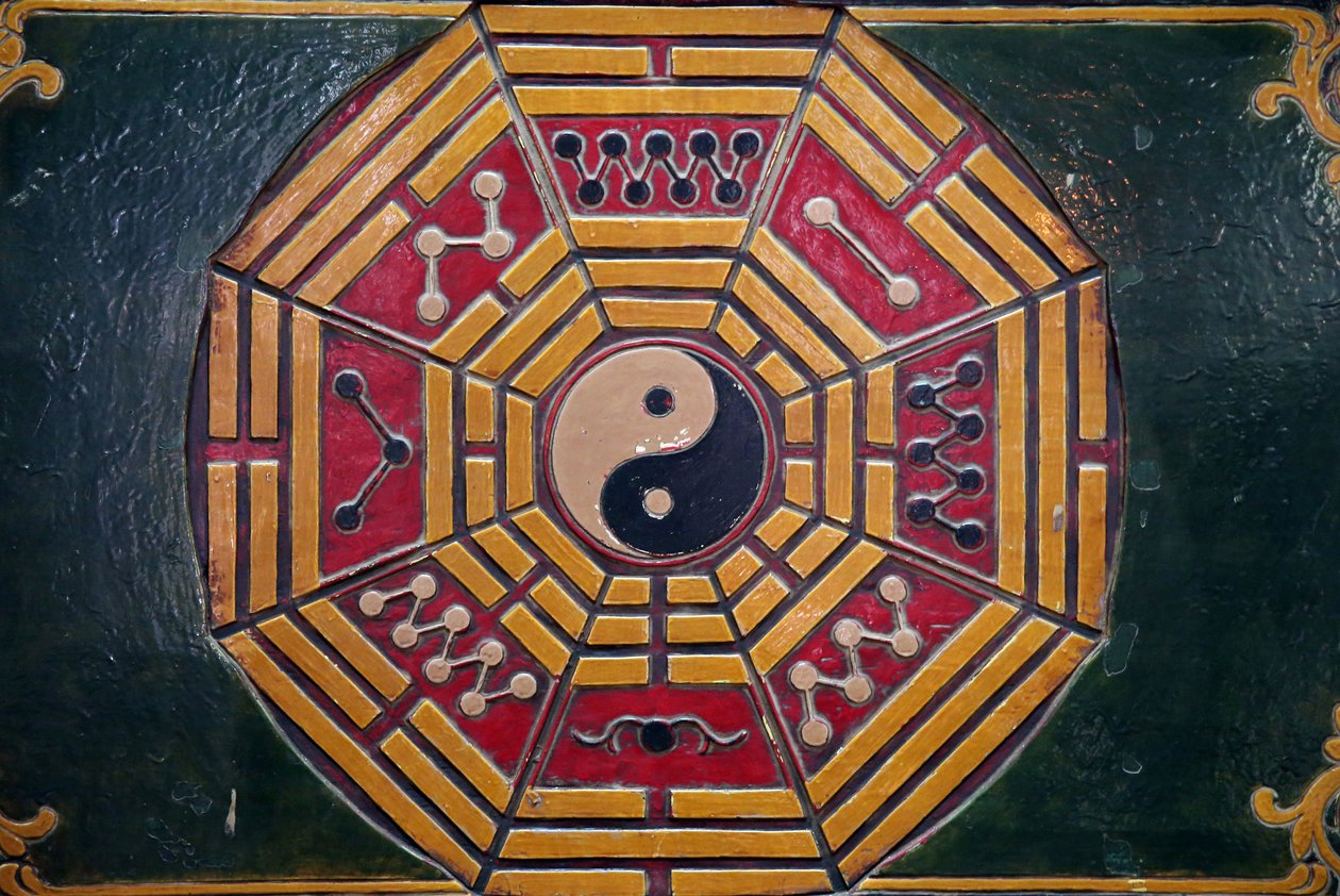 Khanh Van Nam Vien taoistisk pagod. Yin Yang symbol. Ho Chi Minh City. Vietnam av Unbekannt