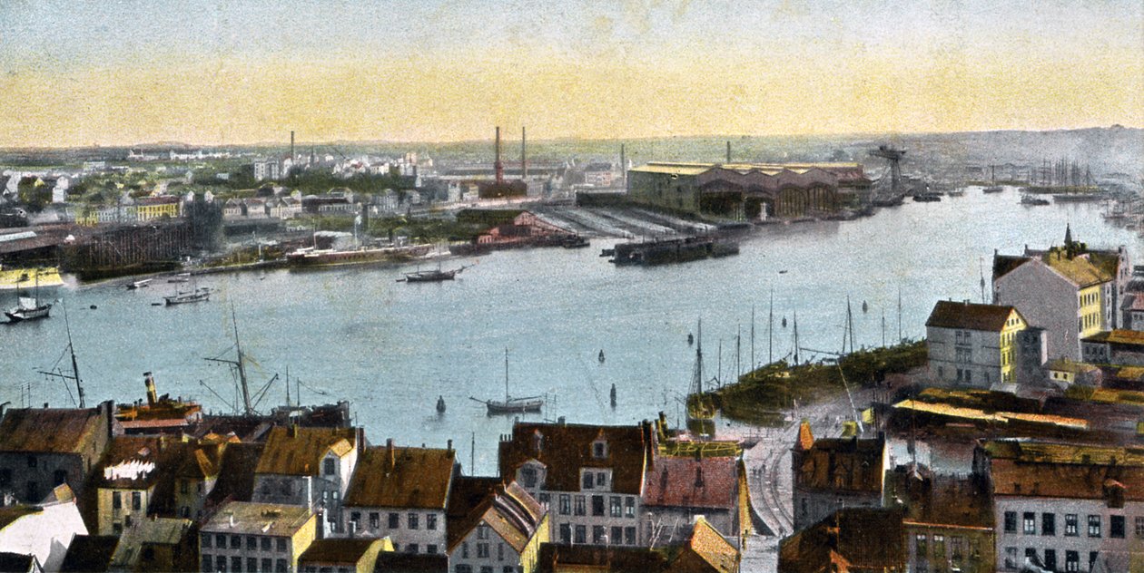 Kiel, Tyskland - vy över varvet från Nicolaikirche av Unbekannter Künstler
