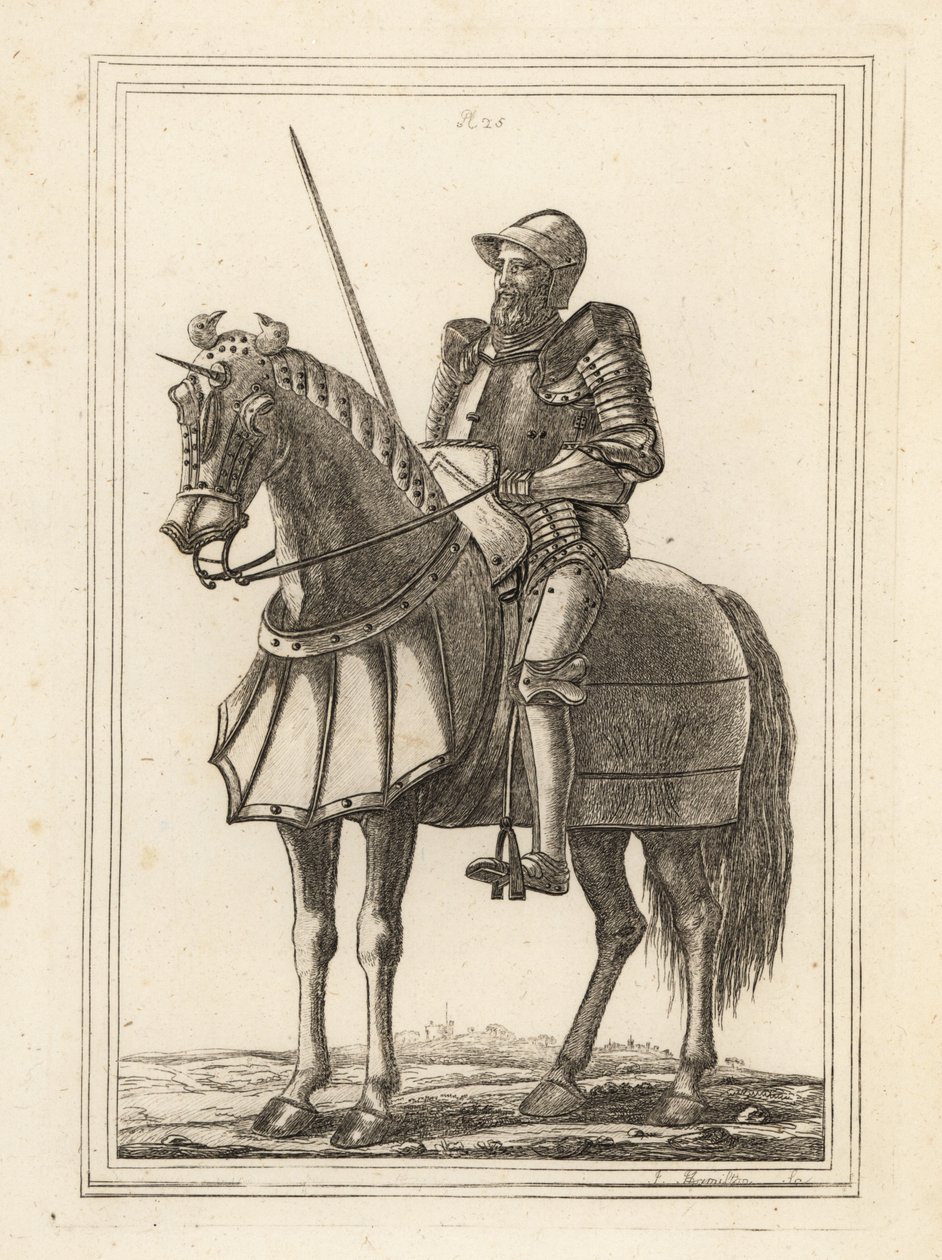 Kung Edward III avbildad som en beväpnad riddare till häst från vapenhuset vid Tower of London av Unbekannt