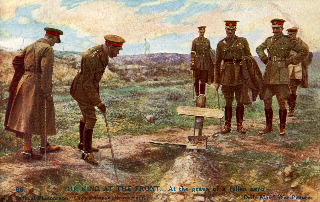 Kung George V besöker en soldats grav av Unbekannter Künstler