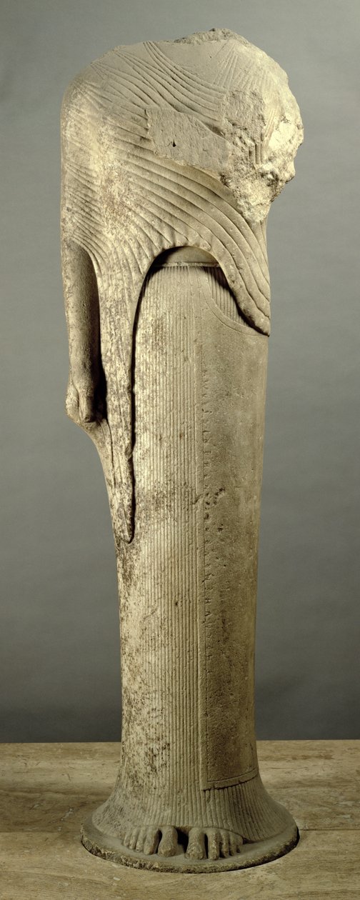 Kore-figur tillägnad av Cheramyes, från Sanctuary of Hera, Samos, c.570 f.Kr. (marmor) av Unbekannt