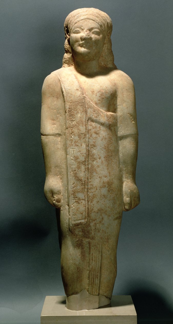 Kouros Dionysermos, grekisk, arkaisk period, c.600 f.Kr. (sten) av Unbekannt