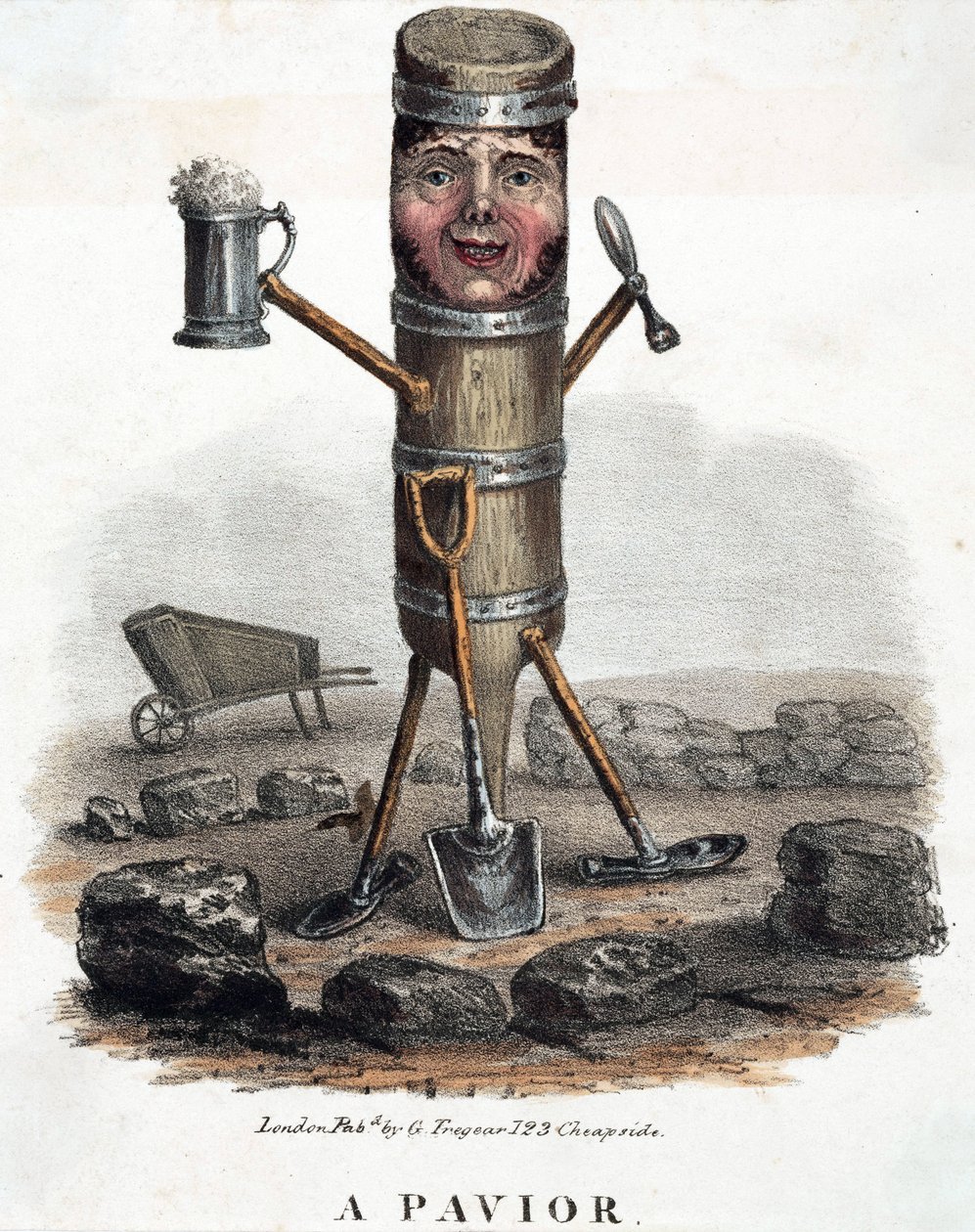 Asfaltläggaren, figuren konstruerad med hans yrkesverktyg, cirka 1810-1860 av Unbekannt