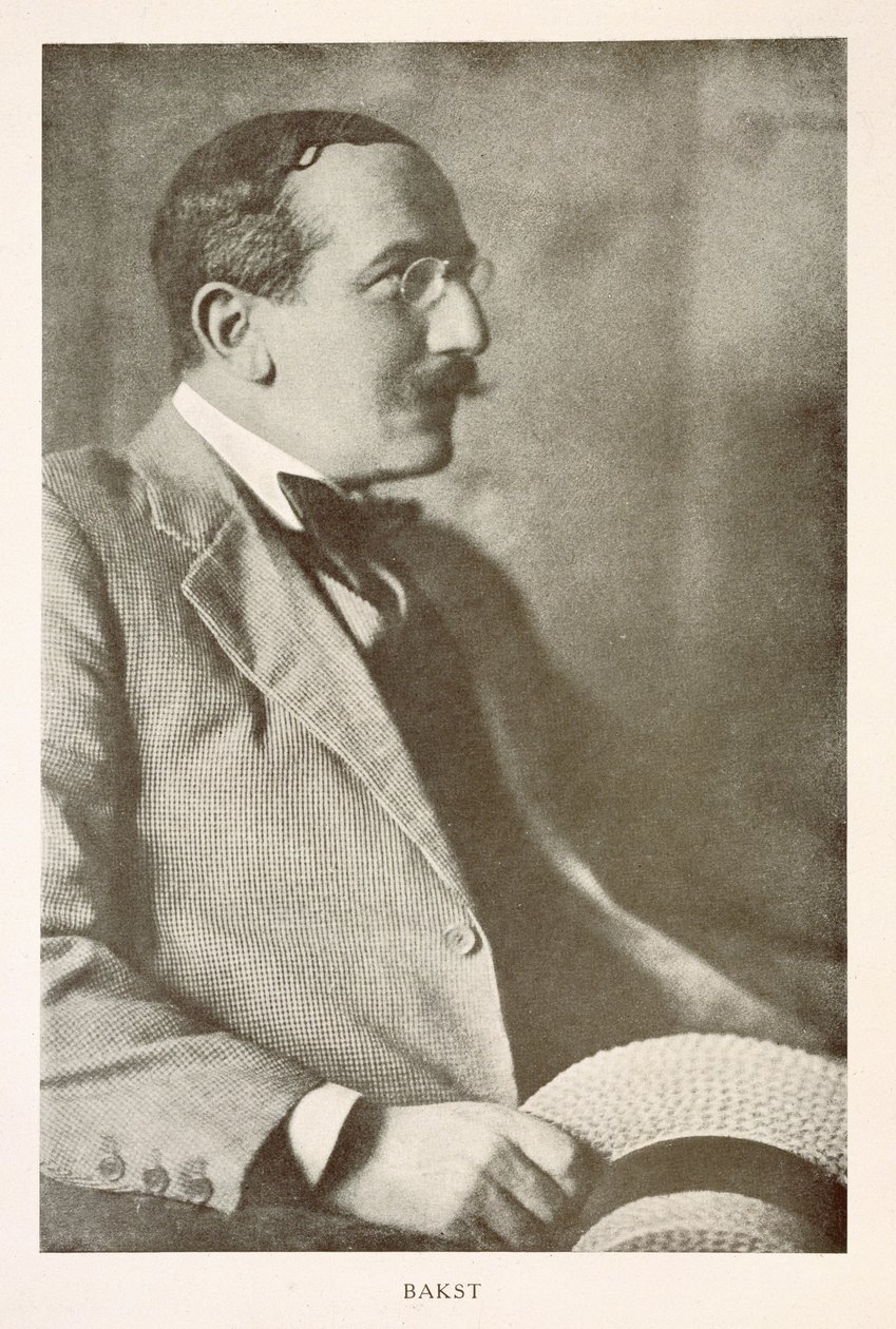 Leon Bakst (1866-1924), rysk målare, porträttfotografi (s/v foto) av Unbekannt