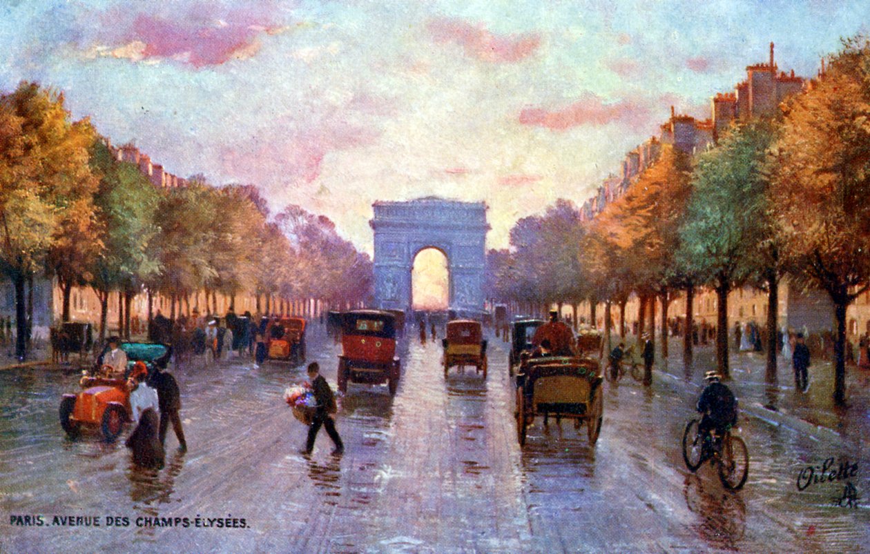 Champs-Elysées, Paris, ca 1900 av Unbekannter Künstler