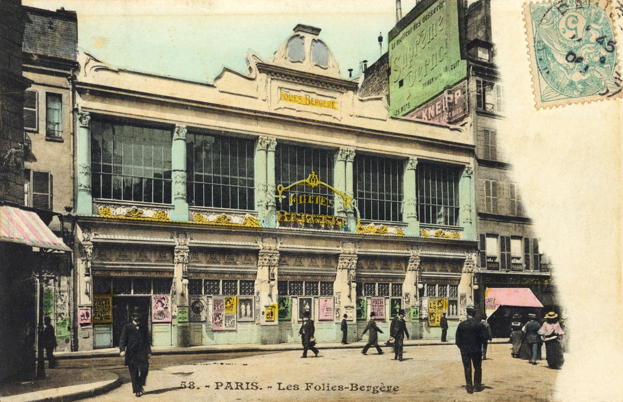 Les Folies-Bergere exteriör, Paris Berömd parisisk nattklubb av Unbekannter Künstler