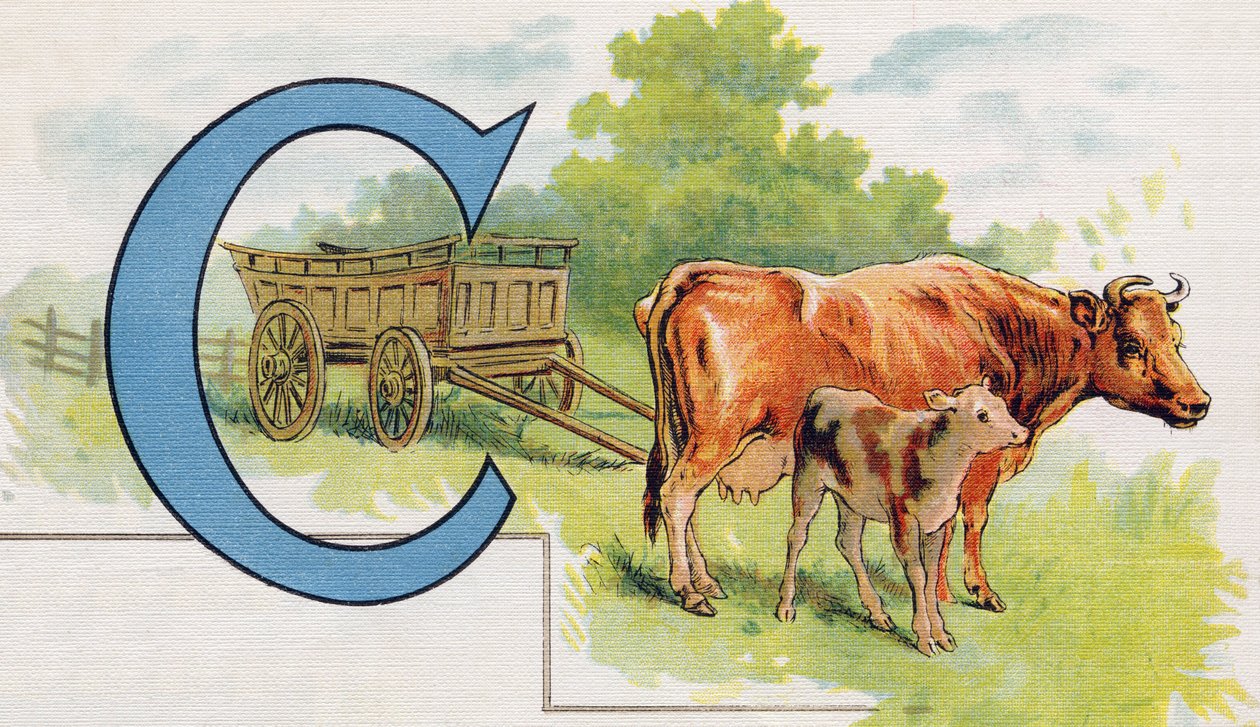 Bokstav C: Vagn. Gravyr i "ABC L