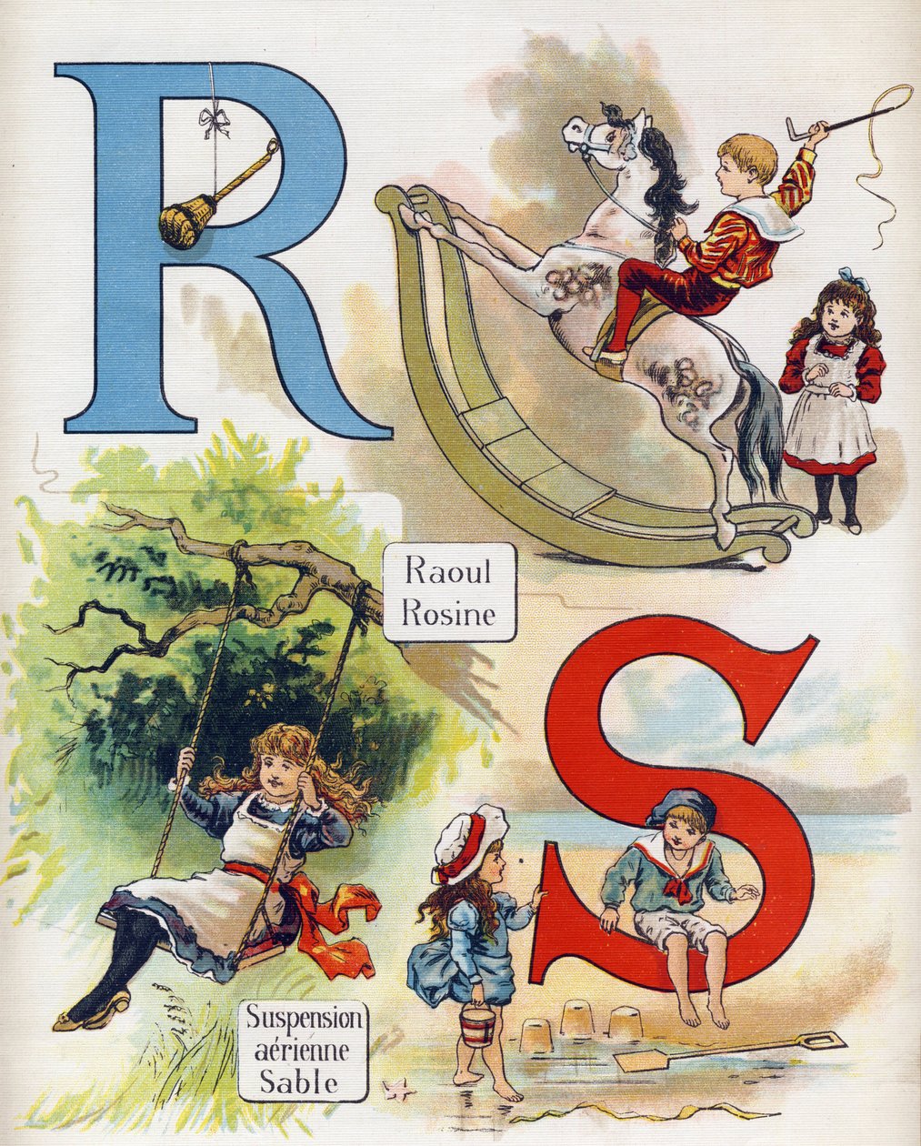 Bokstav R & S: Raoul och Rosine, Luftfjädring och sand. Gravyr i "ABC L