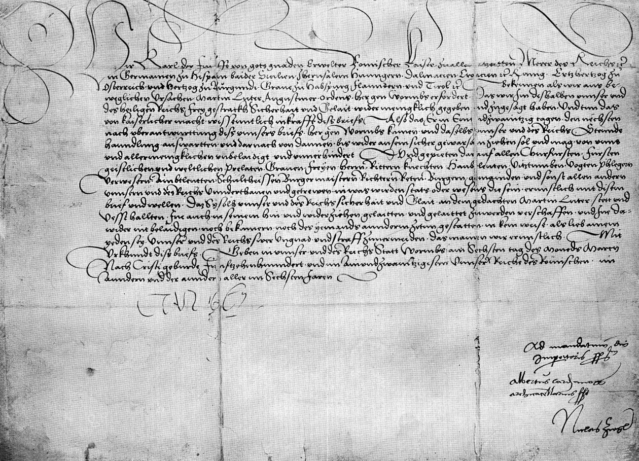 Brev från Karl V till Martin Luther av Unbekannter Künstler