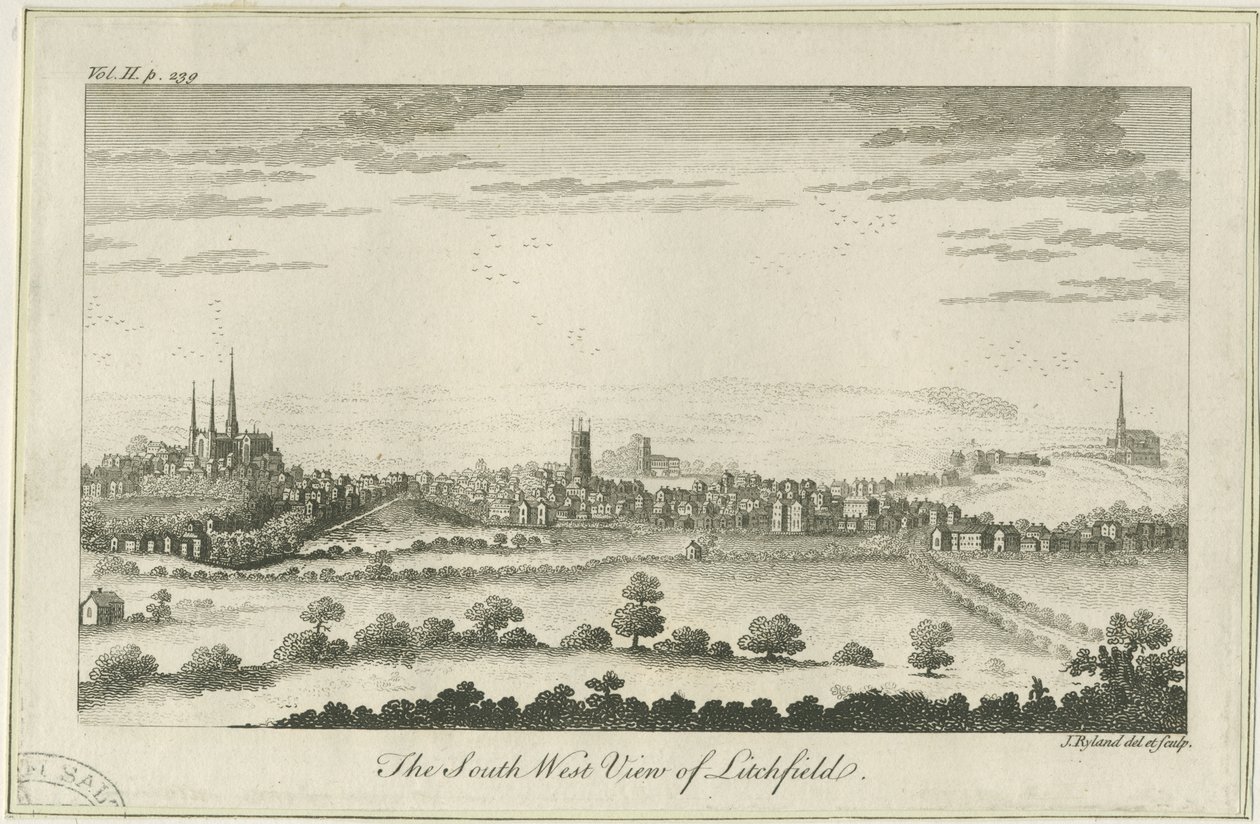 Lichfield - South West View: gravyr, nd [c 1764] av Unbekannt