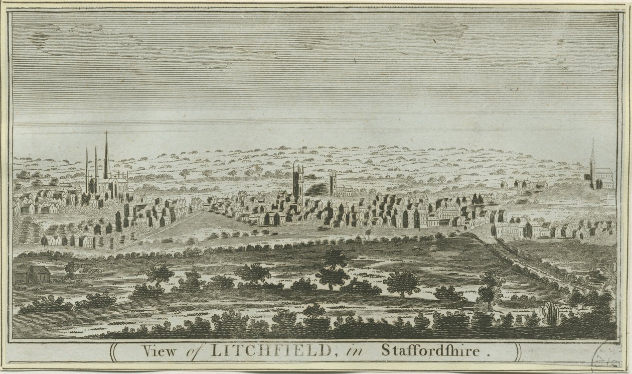 Lichfield - South West View: gravyr, nd [c 1780-85] av Unbekannt