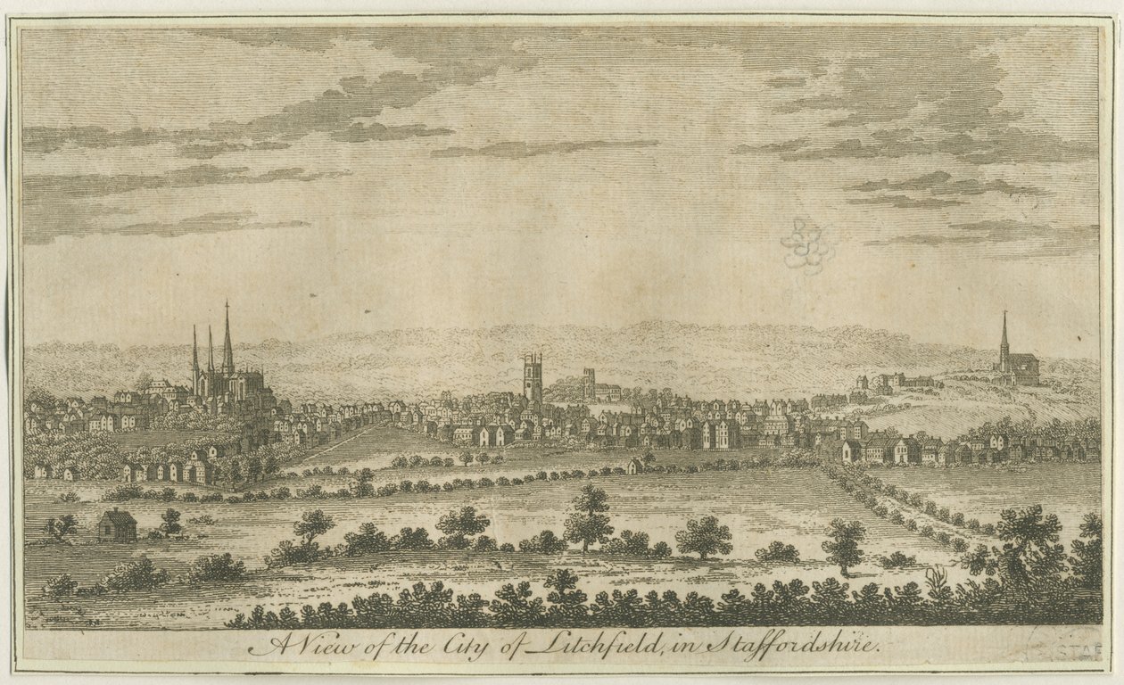 Lichfield - South West View: etsning och [sent 1700-tal] av Unbekannt