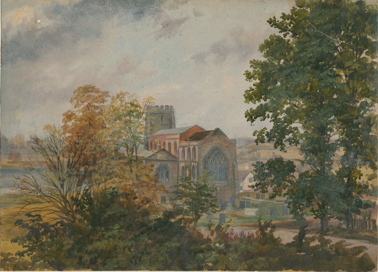 Lichfield - St. Chads Church: oljemålning och [?1800-talet] av Unbekannt