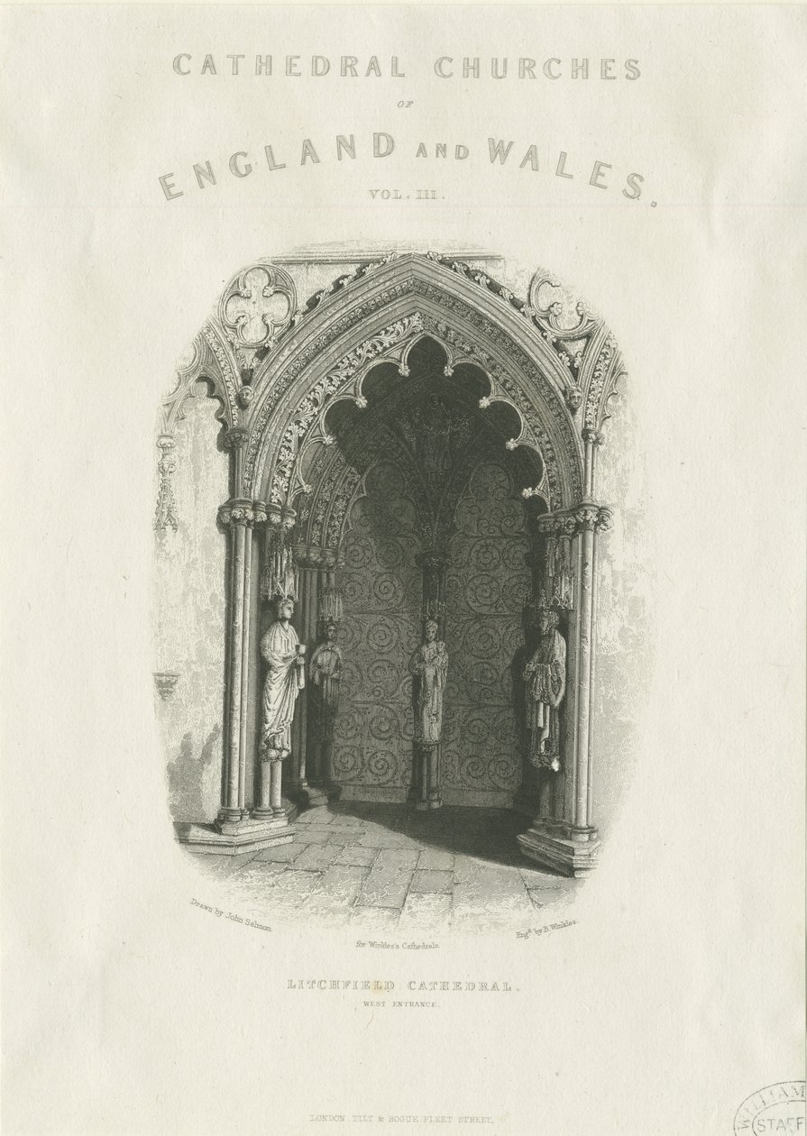 Lichfield Cathedral - West Doorway: stålgravyr av Unbekannt