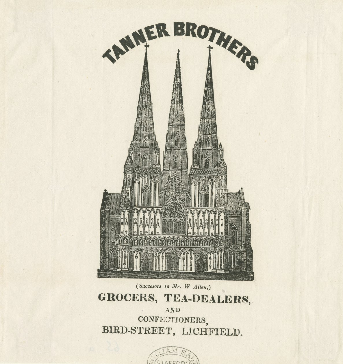 Lichfield Cathedral - West Front: tryck och [?1800-talet] av Unbekannt