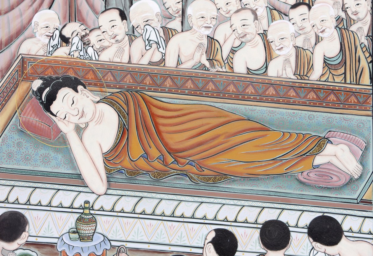 Buddhas liv Efter 45 år av undervisning i Dharma, gick Buddha till Parinirvana, Seoul, Coree du Sud av Unbekannt