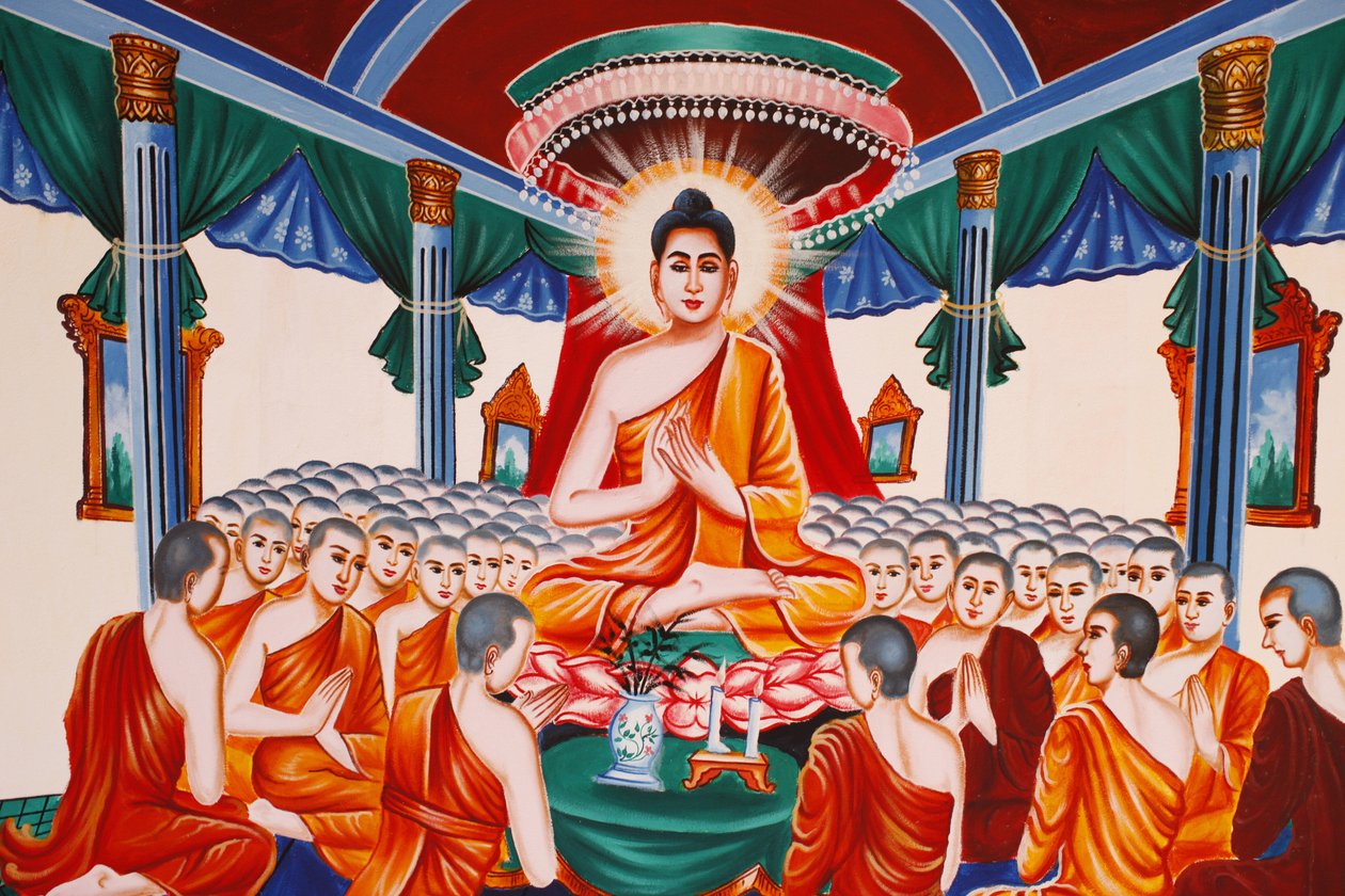Buddhas liv Instruerar församlingens arahanter, Siem Reap, Kambodja av Unbekannt