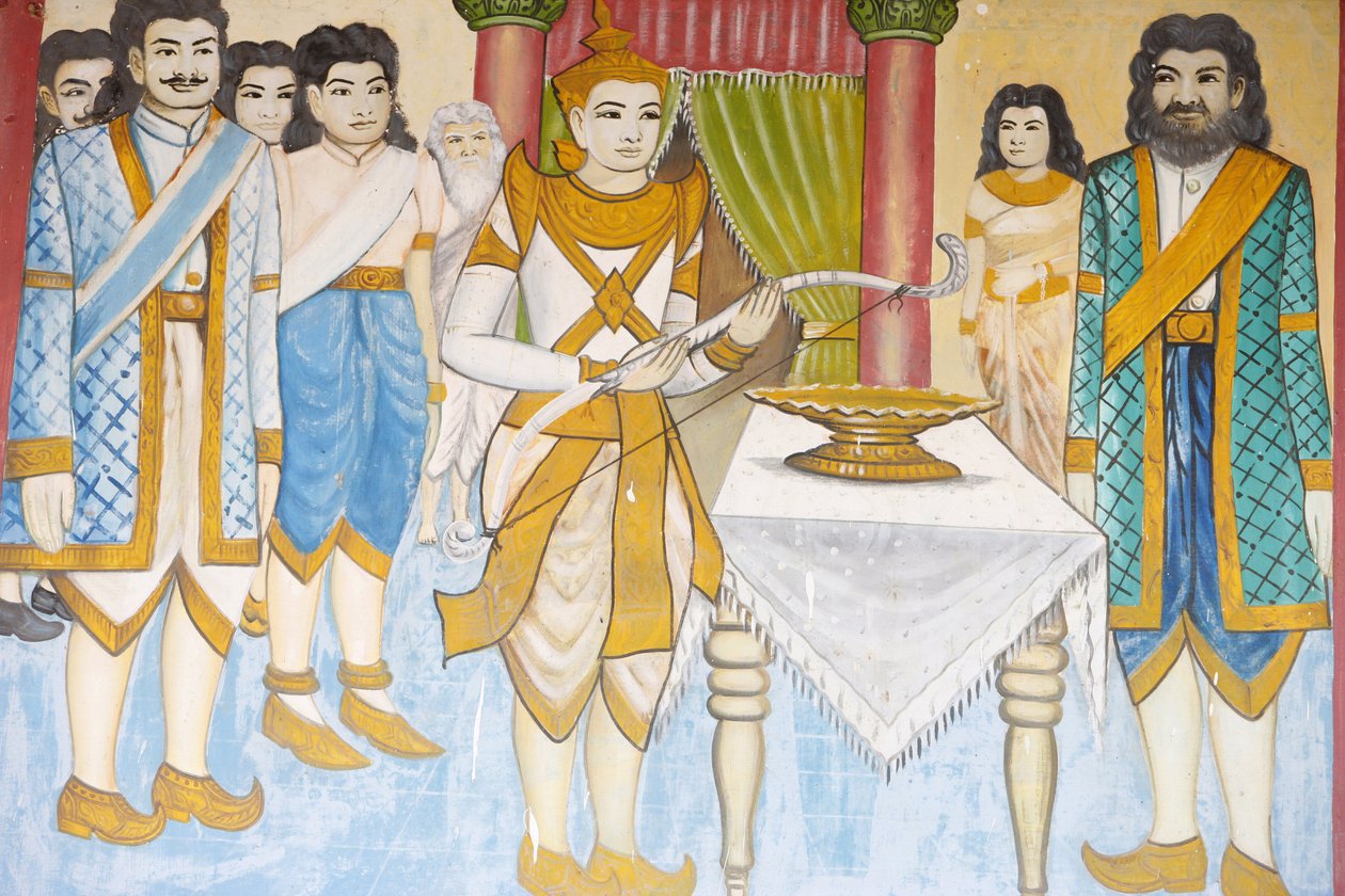 Buddhas liv Prins Siddhartha Gautama blev en mästare av svärdspel, brottning och bågskytte, Siem Reap, Kambodja av Unbekannt