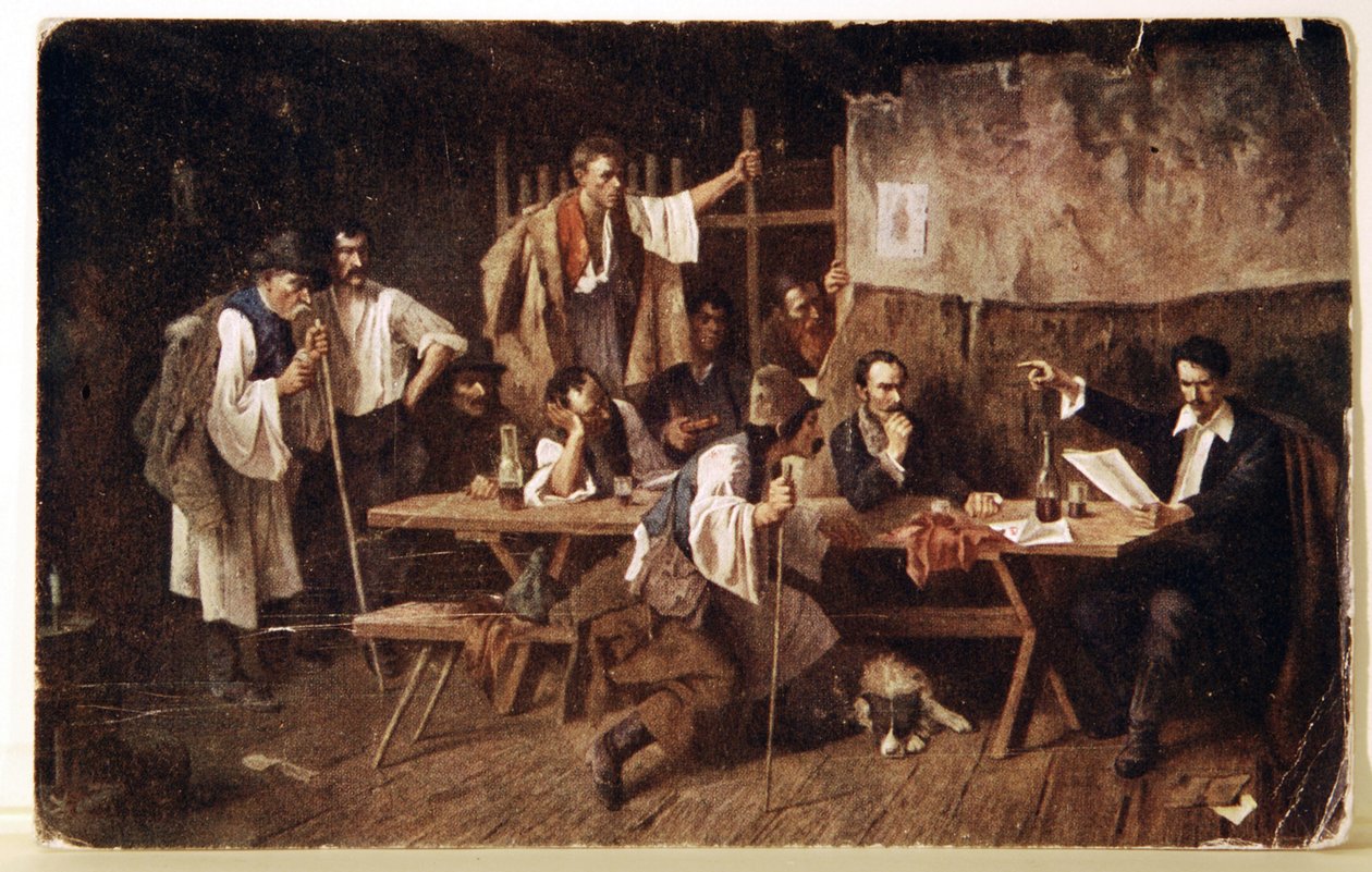 Litteratur. Den ungerske poeten Petofi, ca 1848 Vykort, Ungern, ca 1900 (vykort) av Unbekannter Künstler