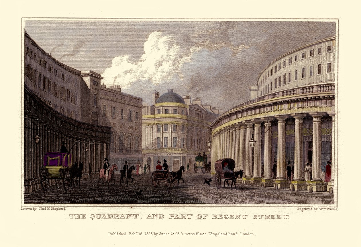 Vyer över London: The Quadrant, och en del av Regent Street. av Unbekannter Künstler
