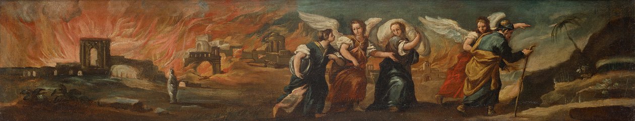 Lot flyr från brinnande Sodom av Unbekannter Künstler