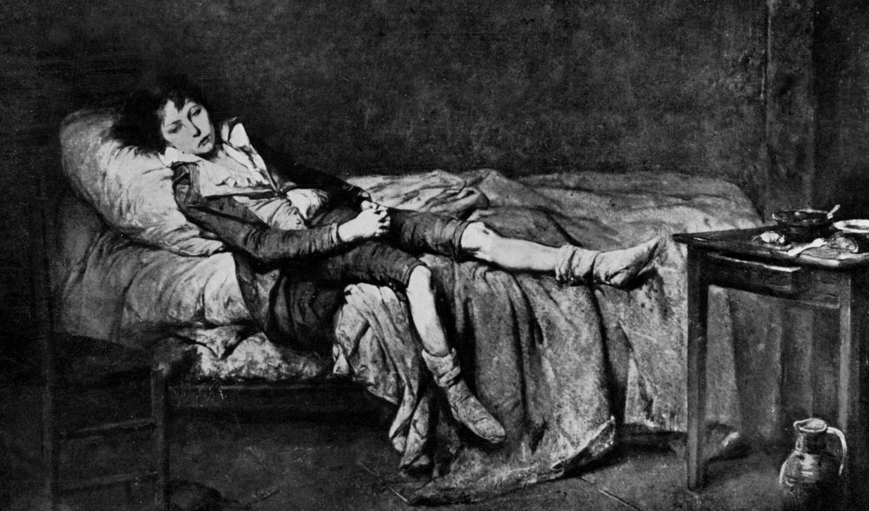 Ludvig XVII (1785-1795) förlängde sin cell i Tempelfängelset där han suttit inlåst sedan den 13 augusti av Unbekannter Künstler