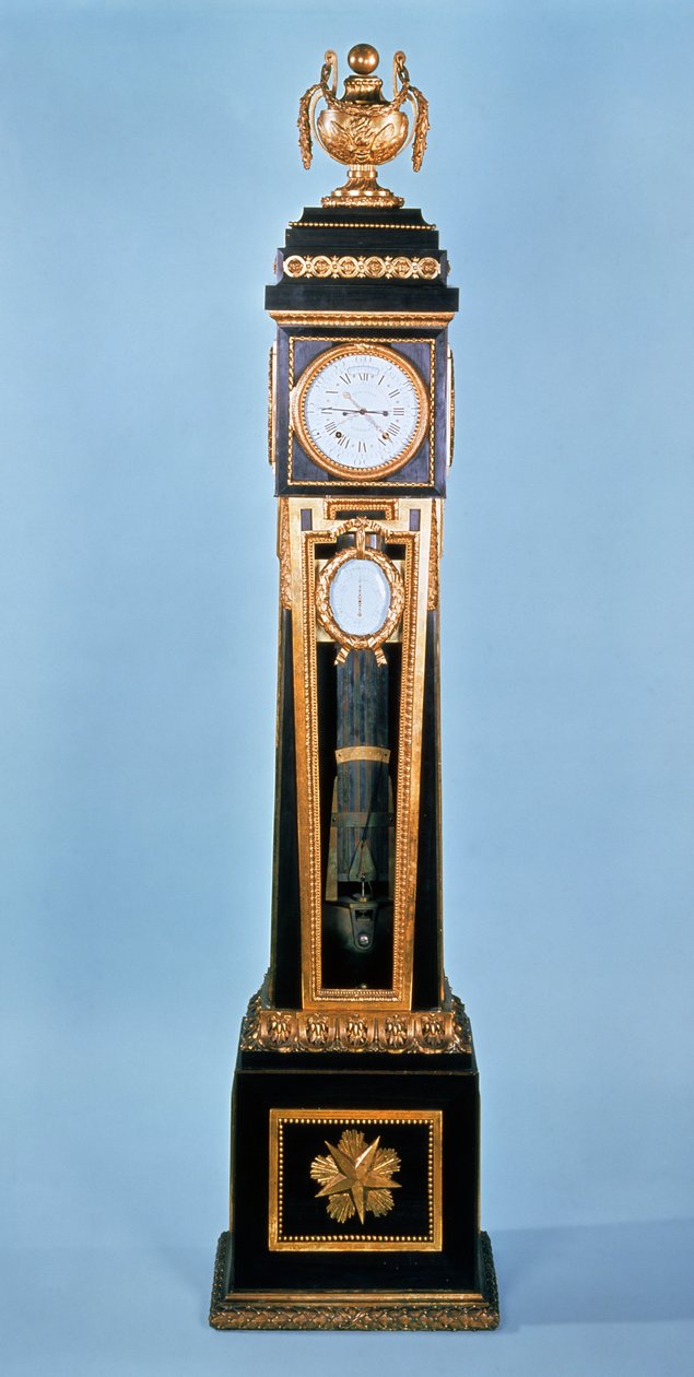 Louis XVI ebenholtsfanerad ekvation långfasad klocka, av Ferdinand Berthoud, Paris, sent 1700-tal av Unbekannt