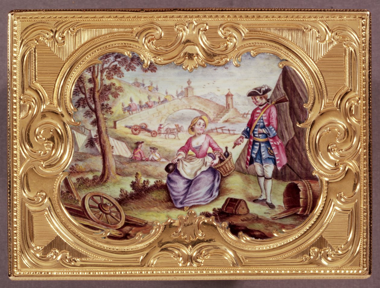 Louis XV emalj och guldsnusdosa, av J.F.Garaud av Unbekannt
