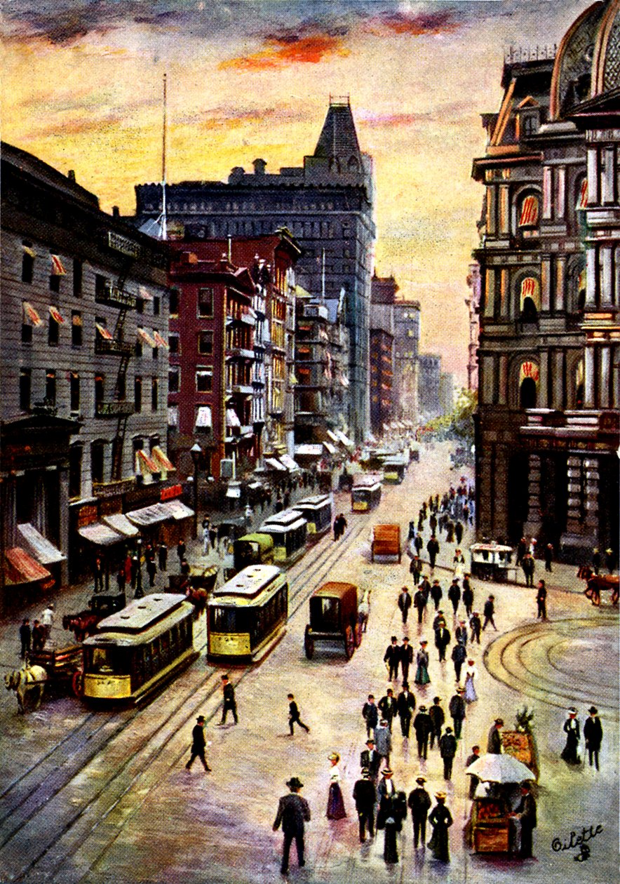 Lower Broadway, Manhattan av Unbekannter Künstler