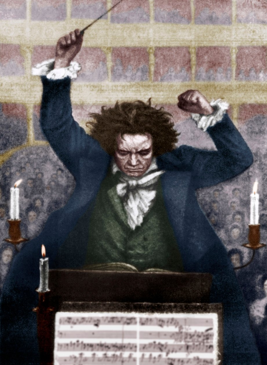 Ludwig van Beethoven dirigerar med batong - av Katzaroff. tysk kompositör av Unbekannt