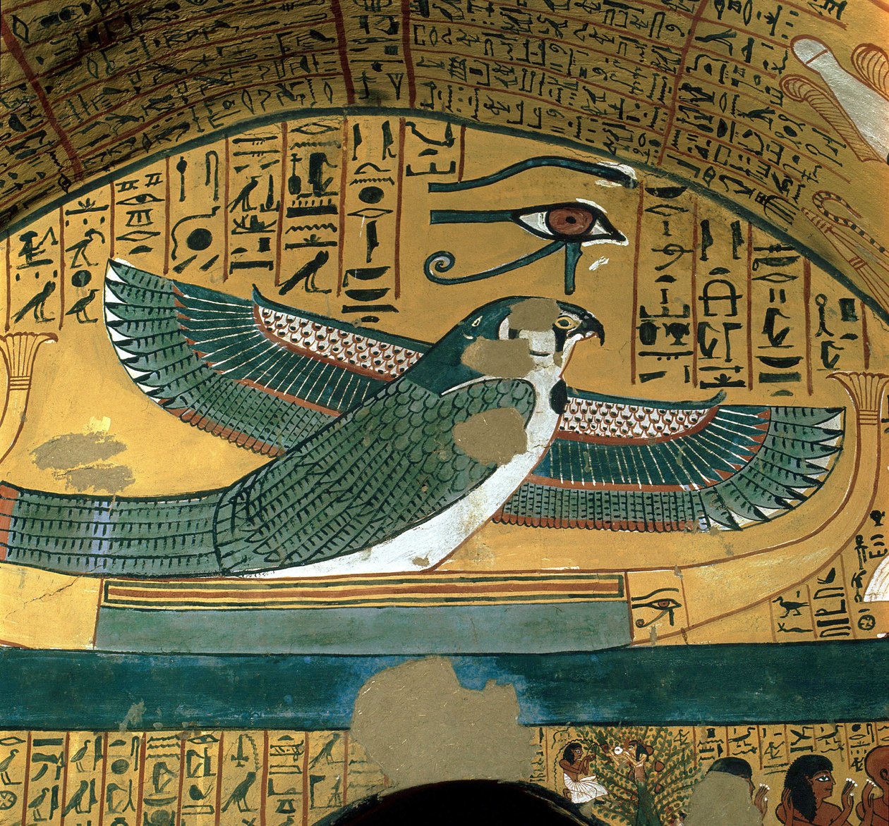 Luxor (Luxor, Luxor) Thebe: Deir el Medineh, Necropole des artisans. Guden Horus i en grav 18:e dynasti. av Leopold Blonder
