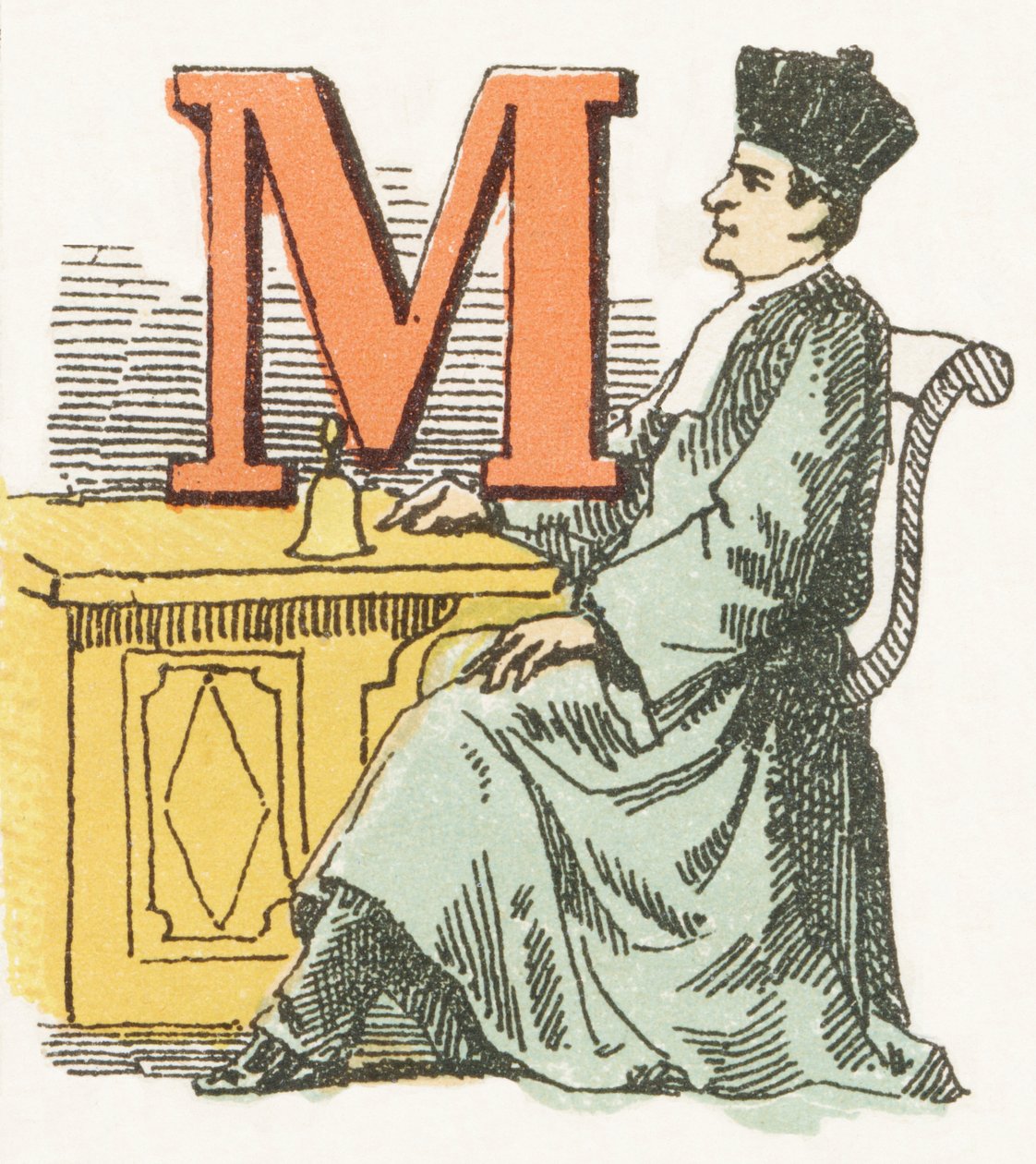 M - Magistrat - Barnsligt alfabet, Editions Gordinne 1920 (gravyr) av Unbekannt