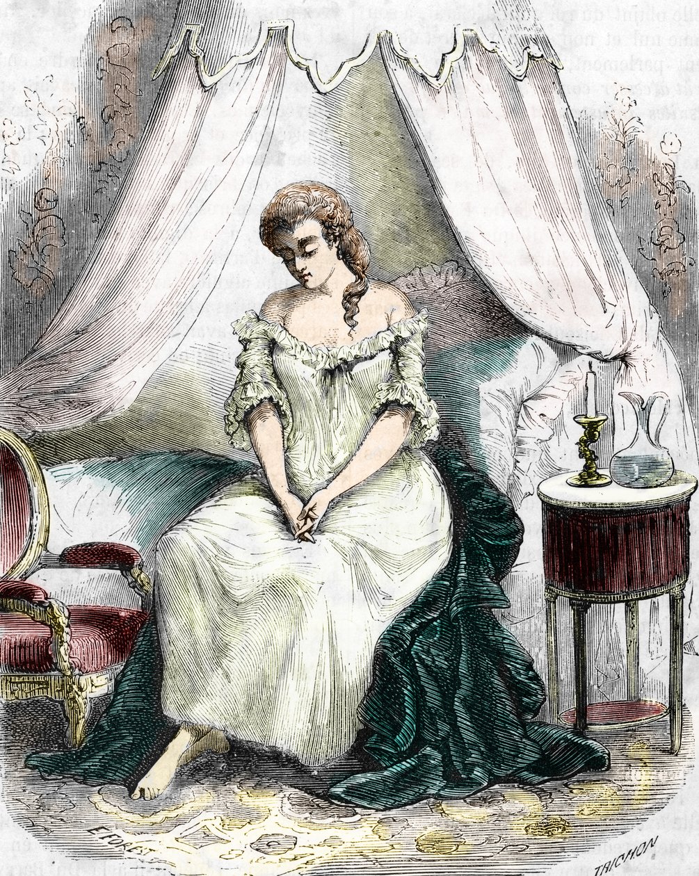 Madame du Barry inlåst i klostret Pont-aux-Dames 1774. 1800-talet (gravyr) av Alec Hunter