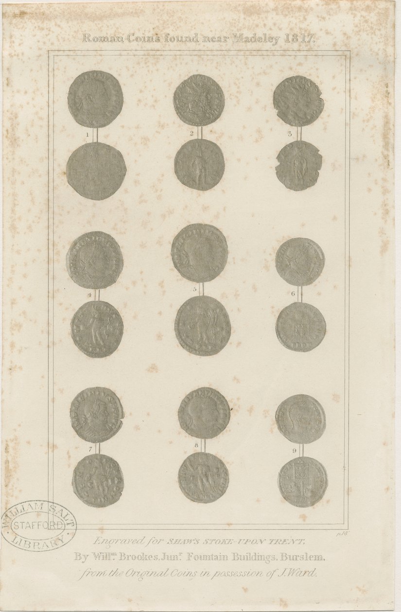 Madeley - romerska mynt: gravyr, nd [c 1817] av Unbekannt