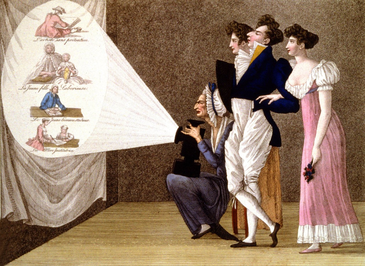 Magisk lykta i Paris, ca 1810 (gravyr) av Unbekannter Künstler