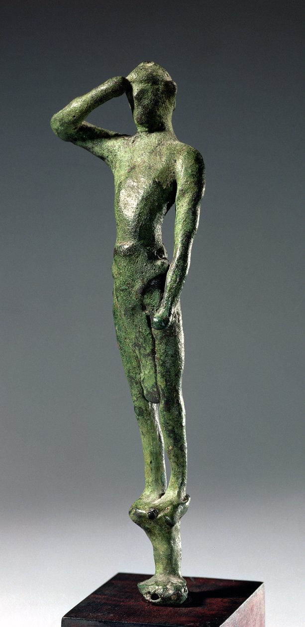 Man vid bön, arkaisk grekisk bronsskulptur några i grottan av Psychso, Kreta, sen minoisk period, ca 1500 f.Kr. av Unbekannt