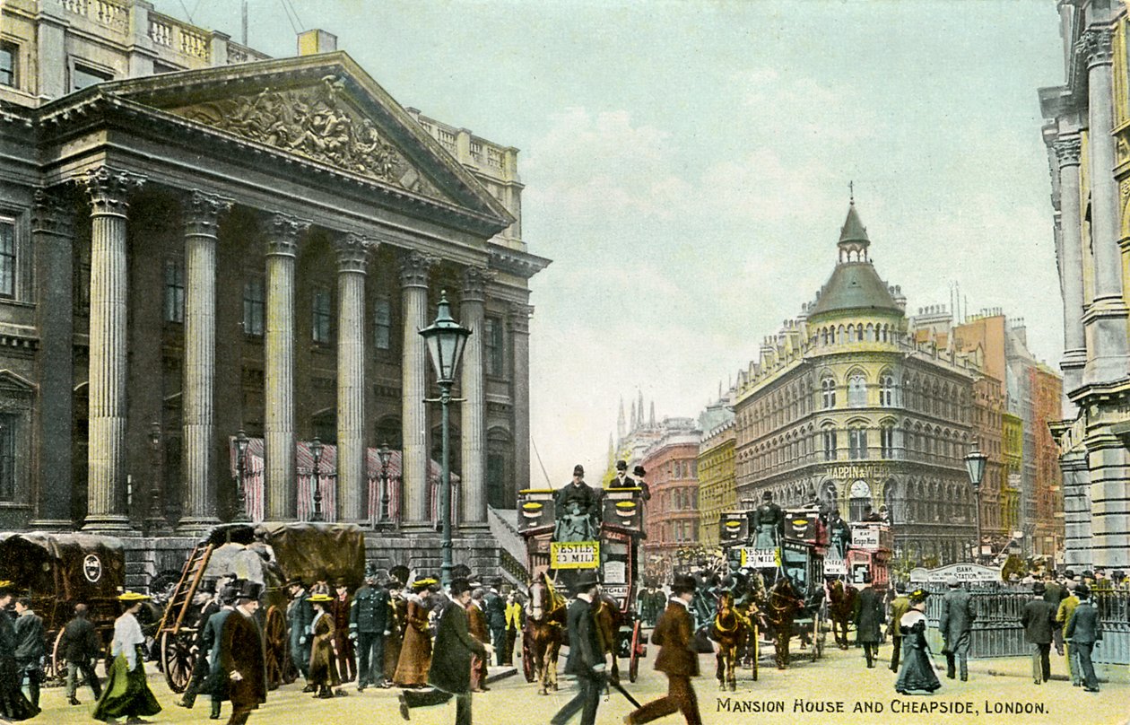 Mansion House och Cheapside, London av Unbekannter Künstler